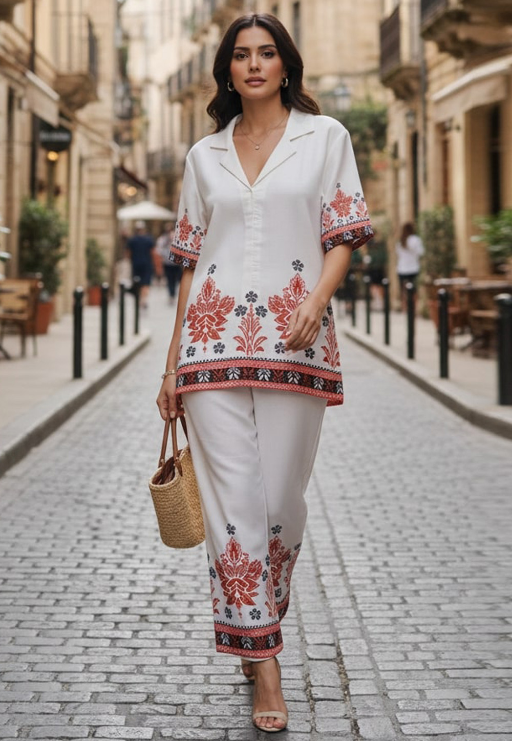 White Cotton Co-Ords Set 321742