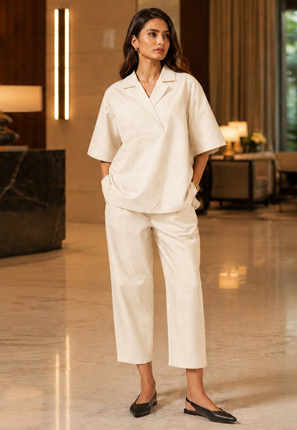 White Cotton Co-Ords Set 329269