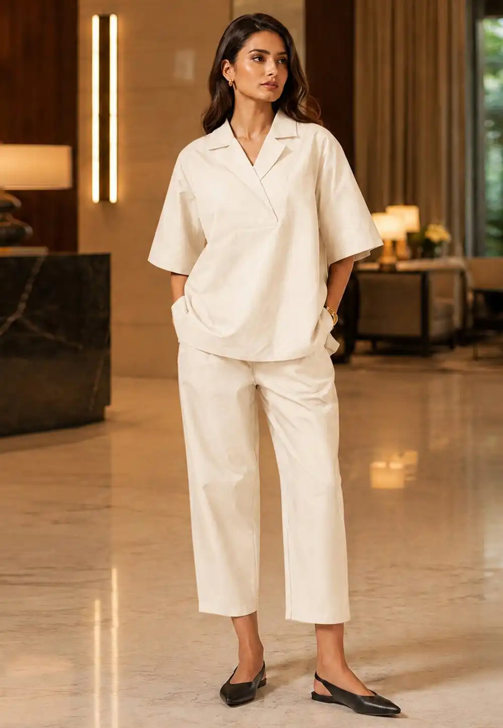 White Cotton Co-Ords Set 329269
