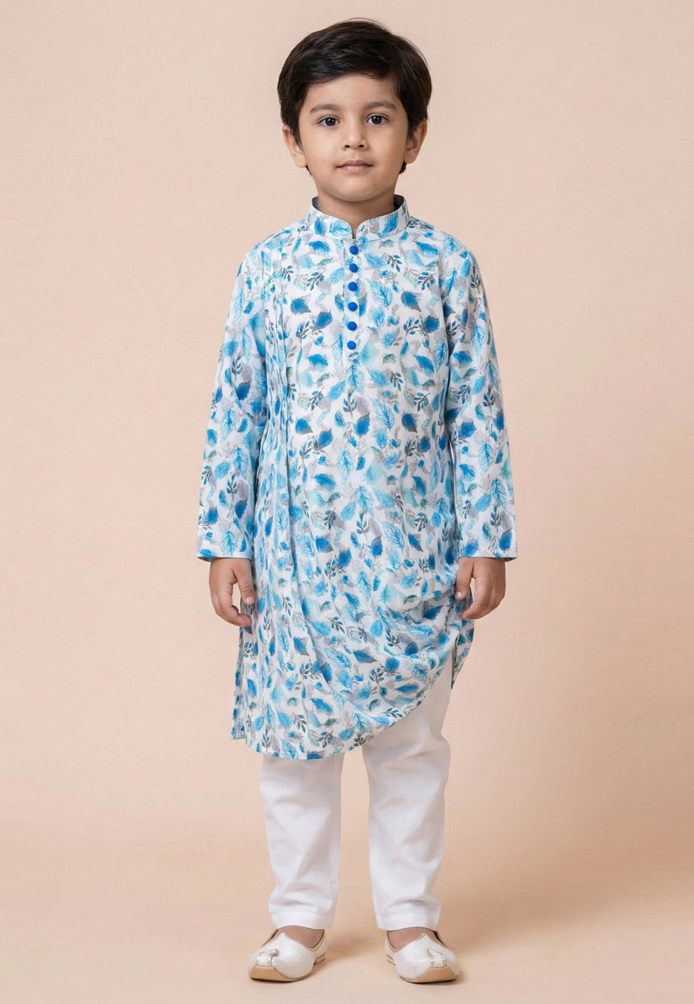 White Cotton Kids Kurta Pajama 322292