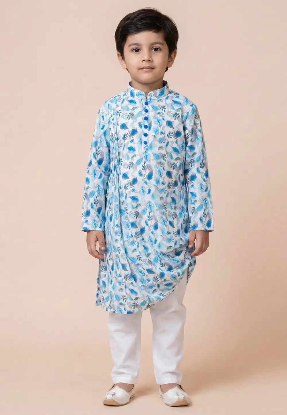 White Cotton Kids Kurta Pajama 322292
