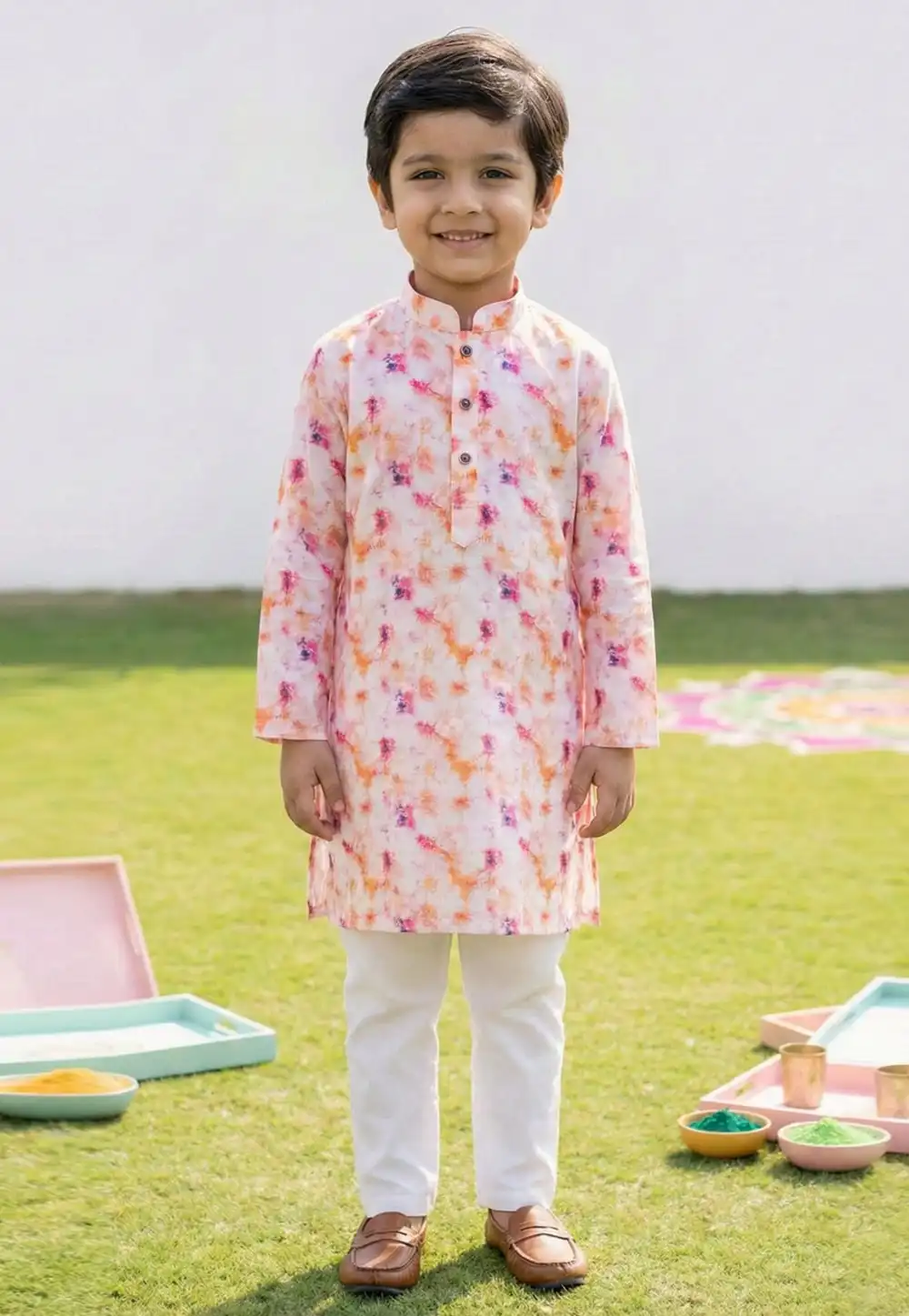 White Cotton Kids Kurta Pajama 325137