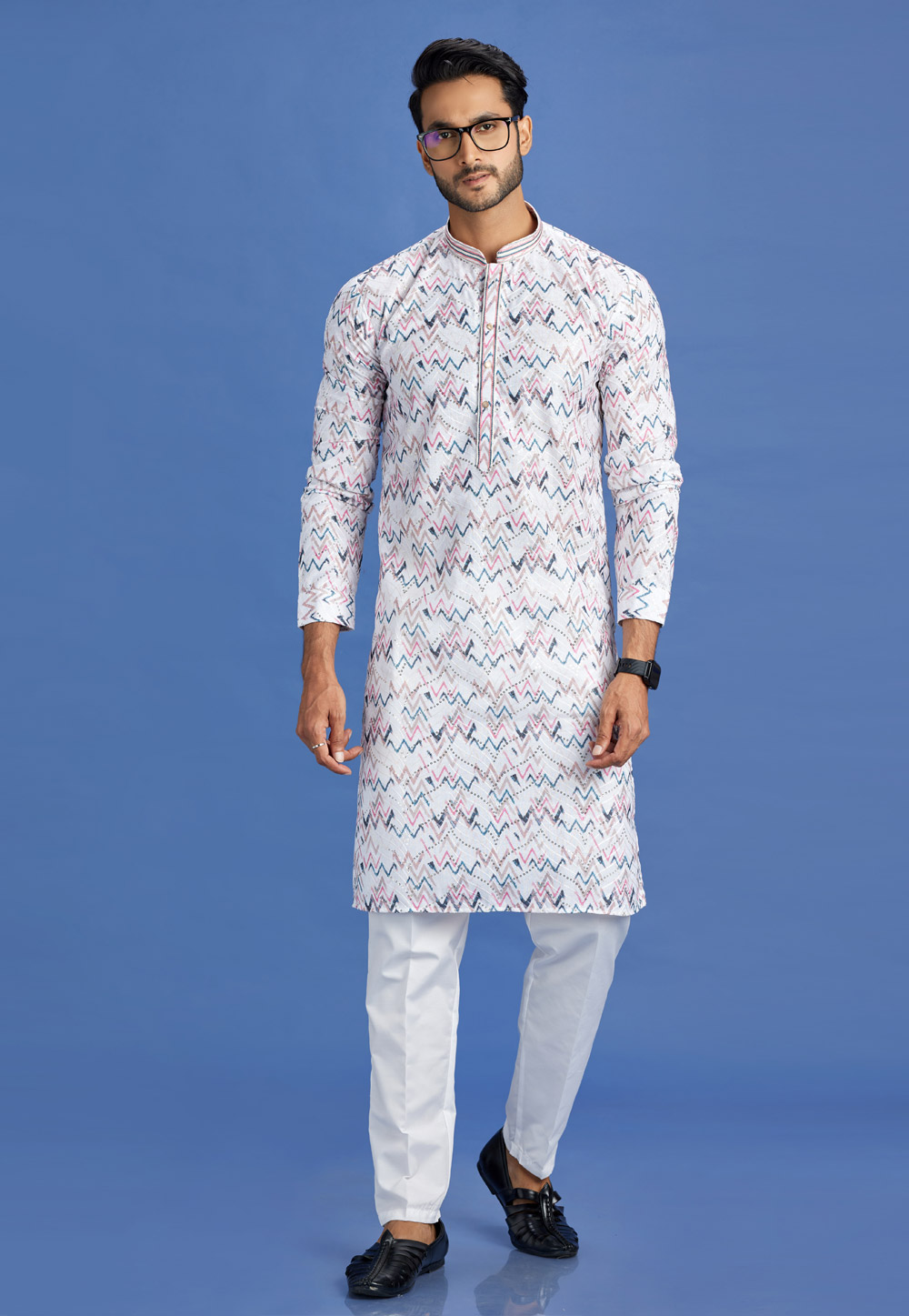 White Cotton Kurta Pajama 283302