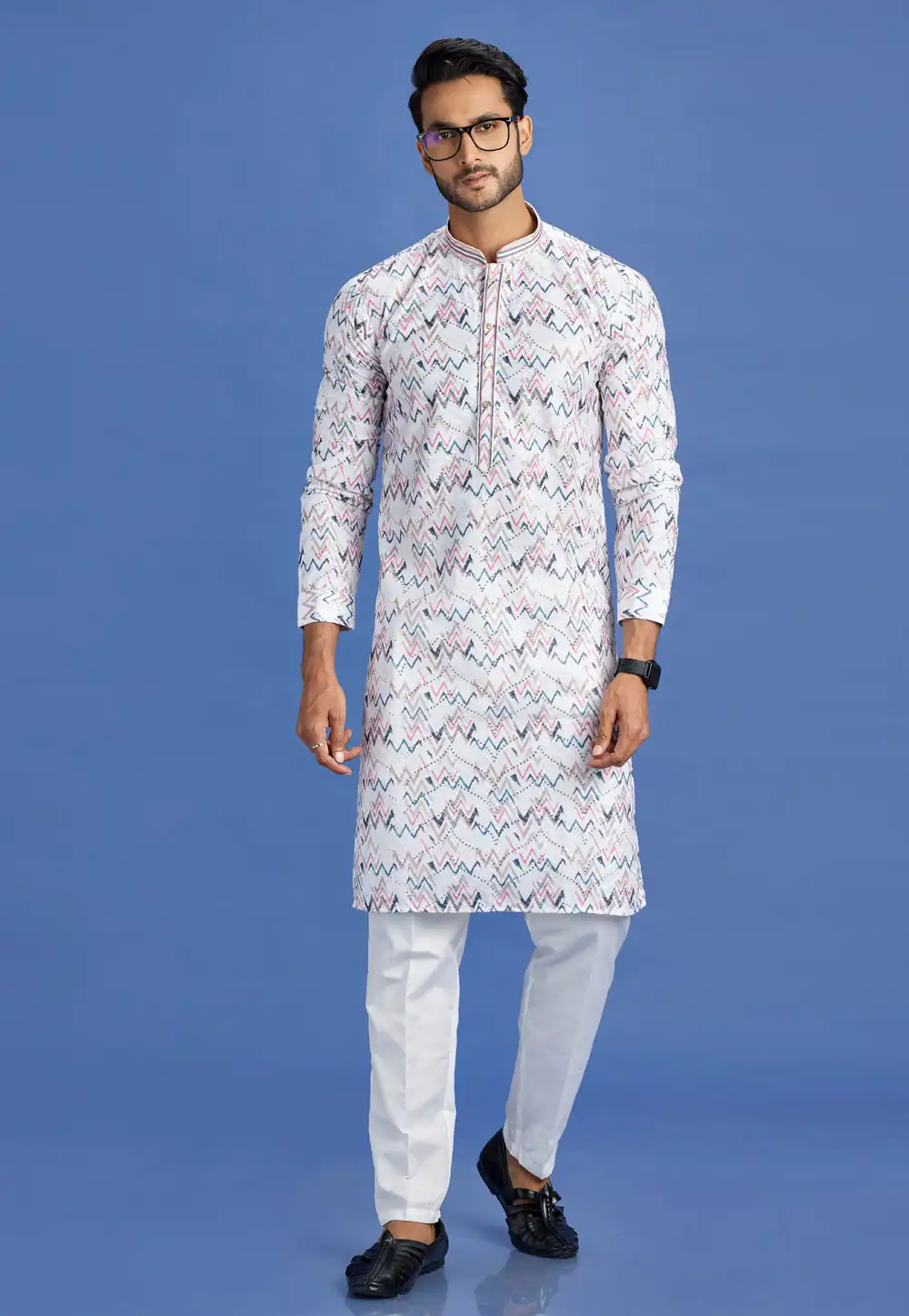 White Cotton Kurta Pajama 283302