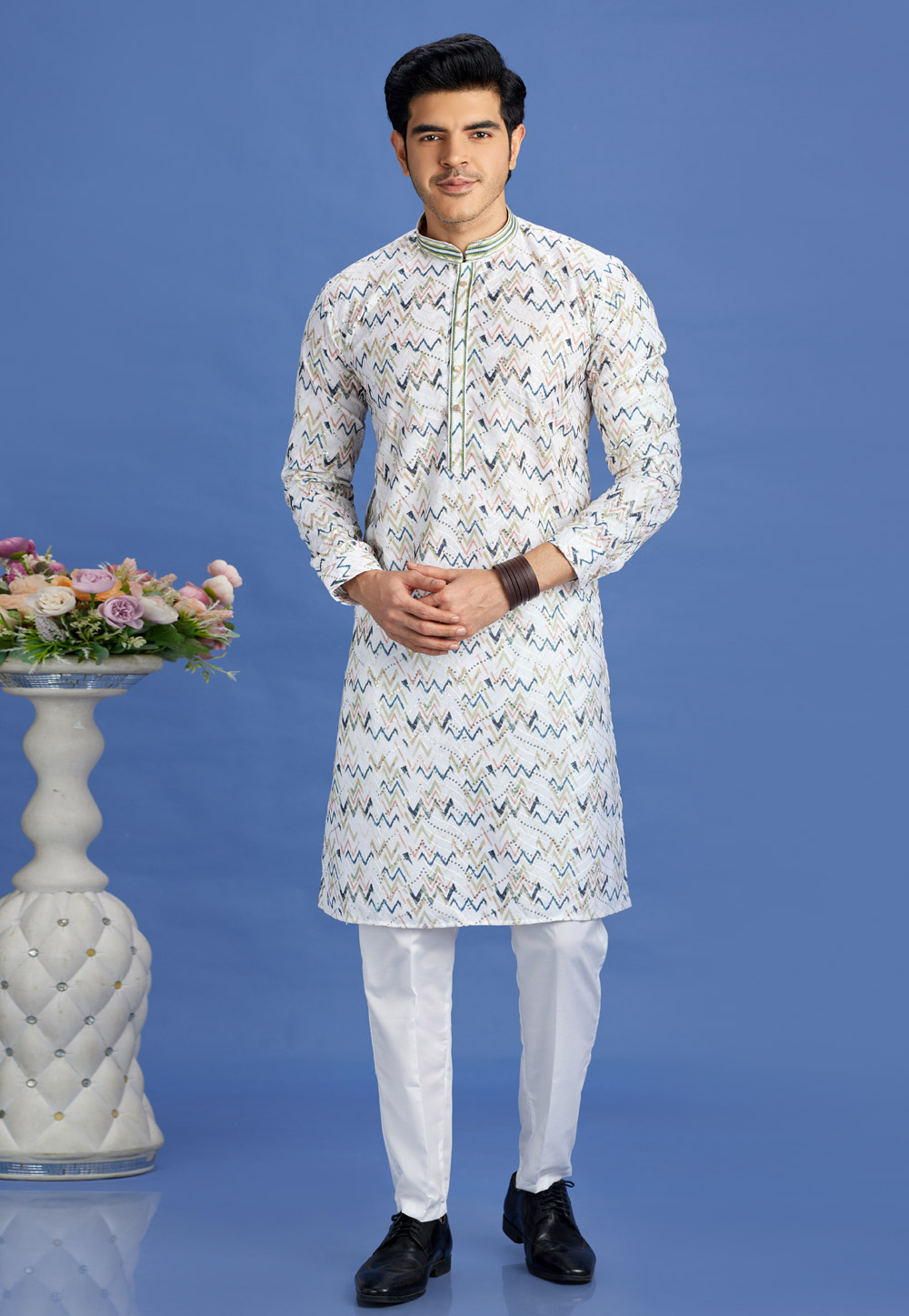 White Cotton Kurta Pajama 283303