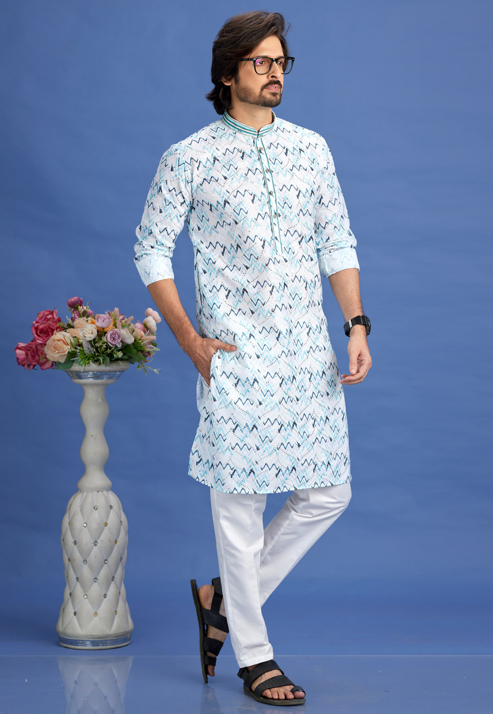 White Cotton Kurta Pajama 283304