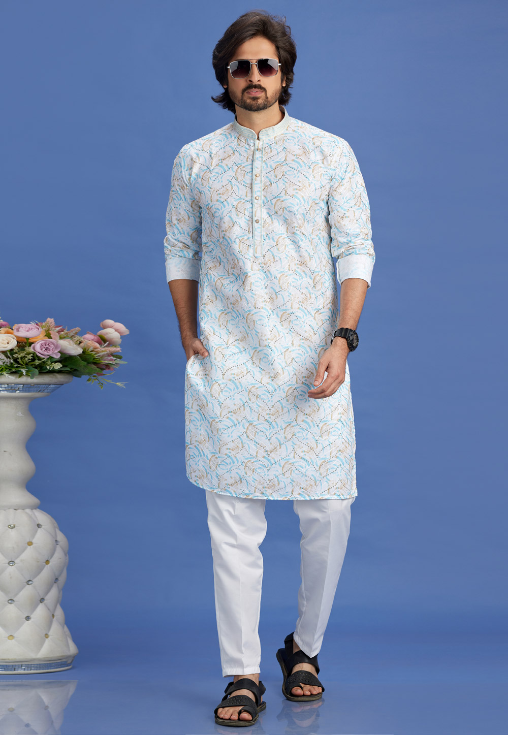 White Cotton Kurta Pajama 283305