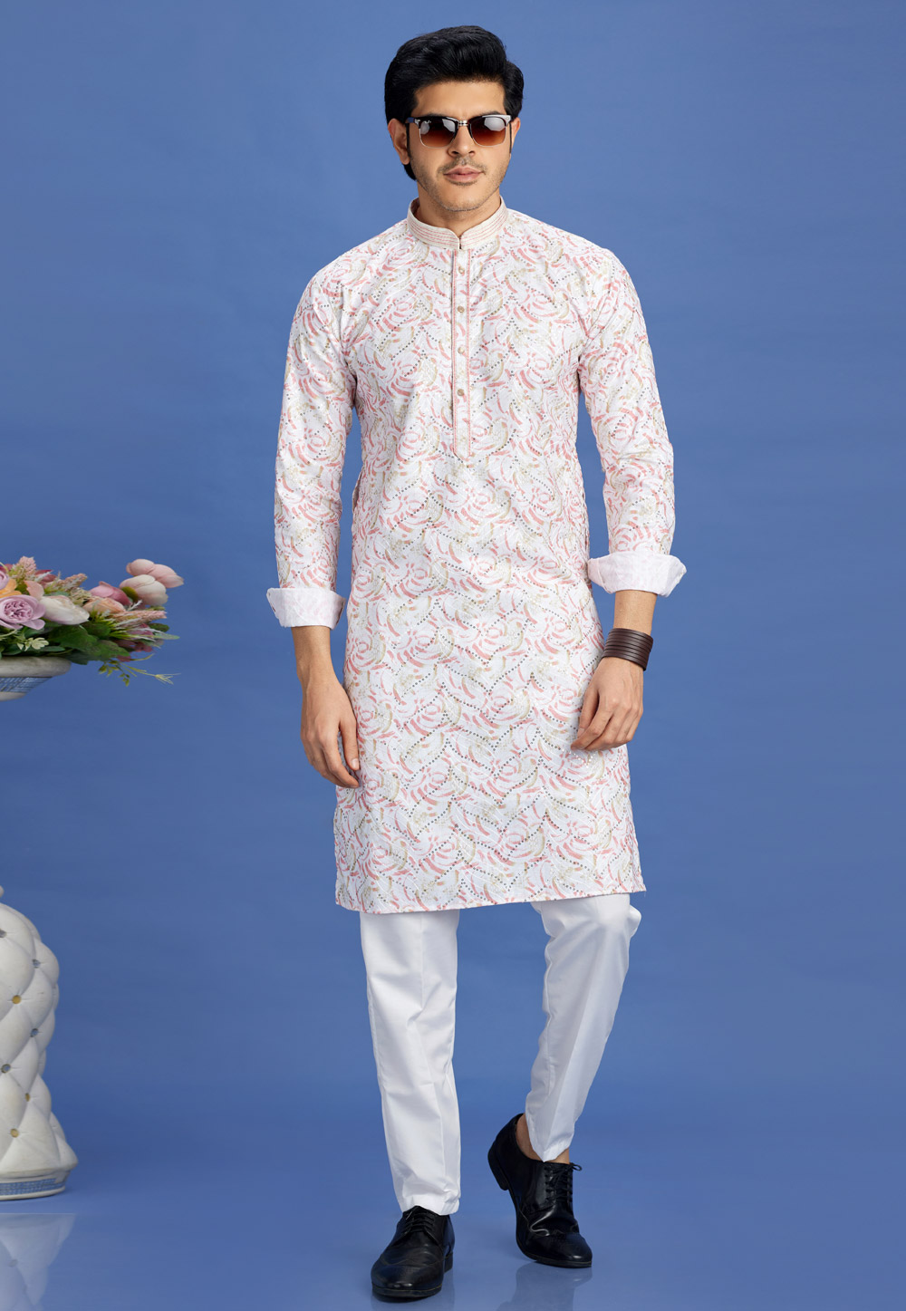 White Cotton Kurta Pajama 283307