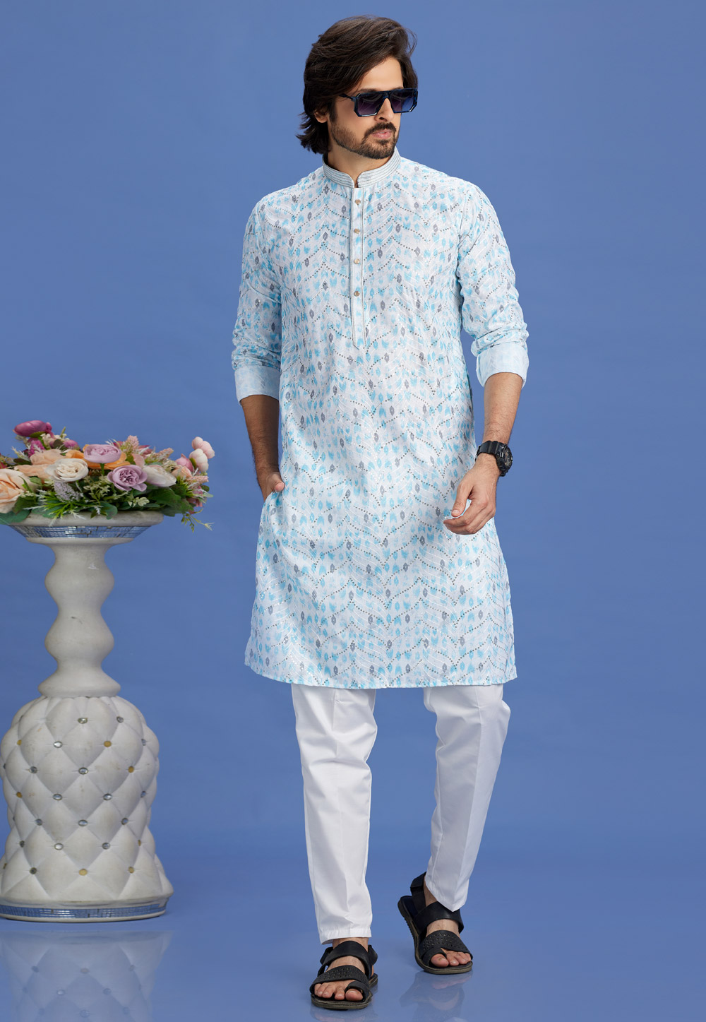 White Cotton Kurta Pajama 283308