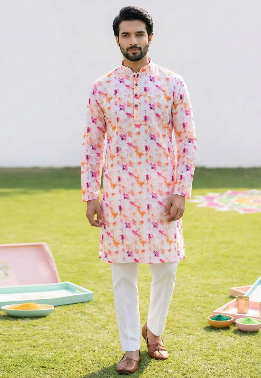 White Cotton Kurta Pajama 325163