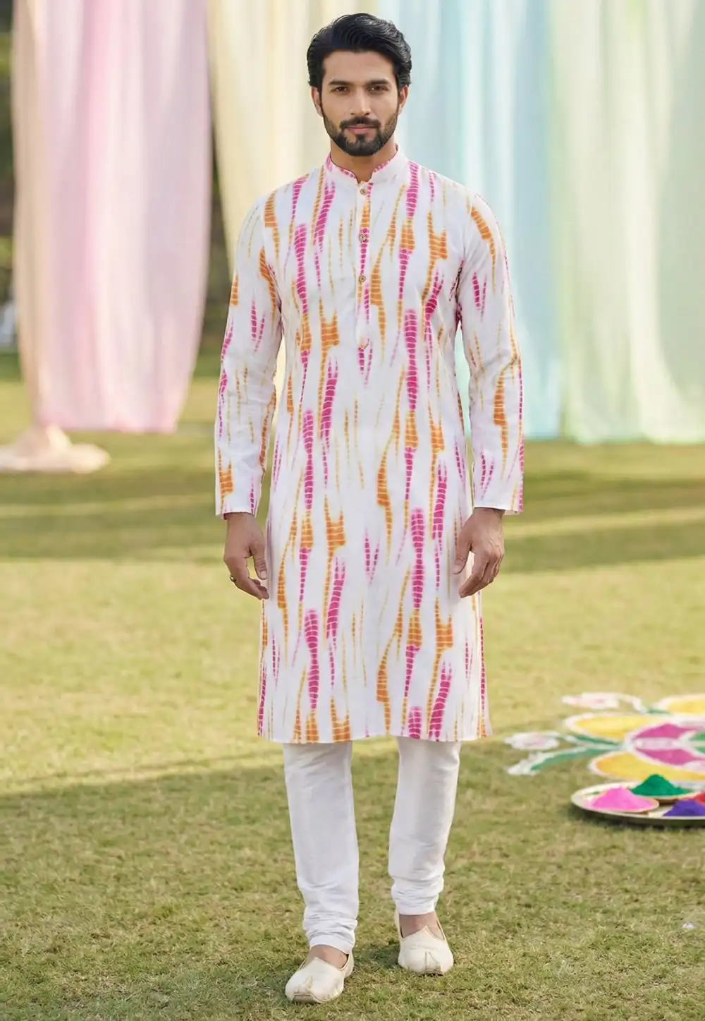 White Cotton Kurta Pajama 325165