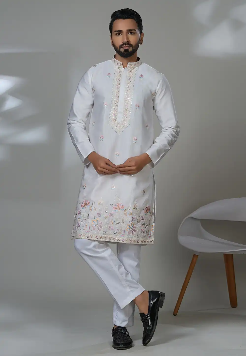 White Cotton Kurta Pajama 315539