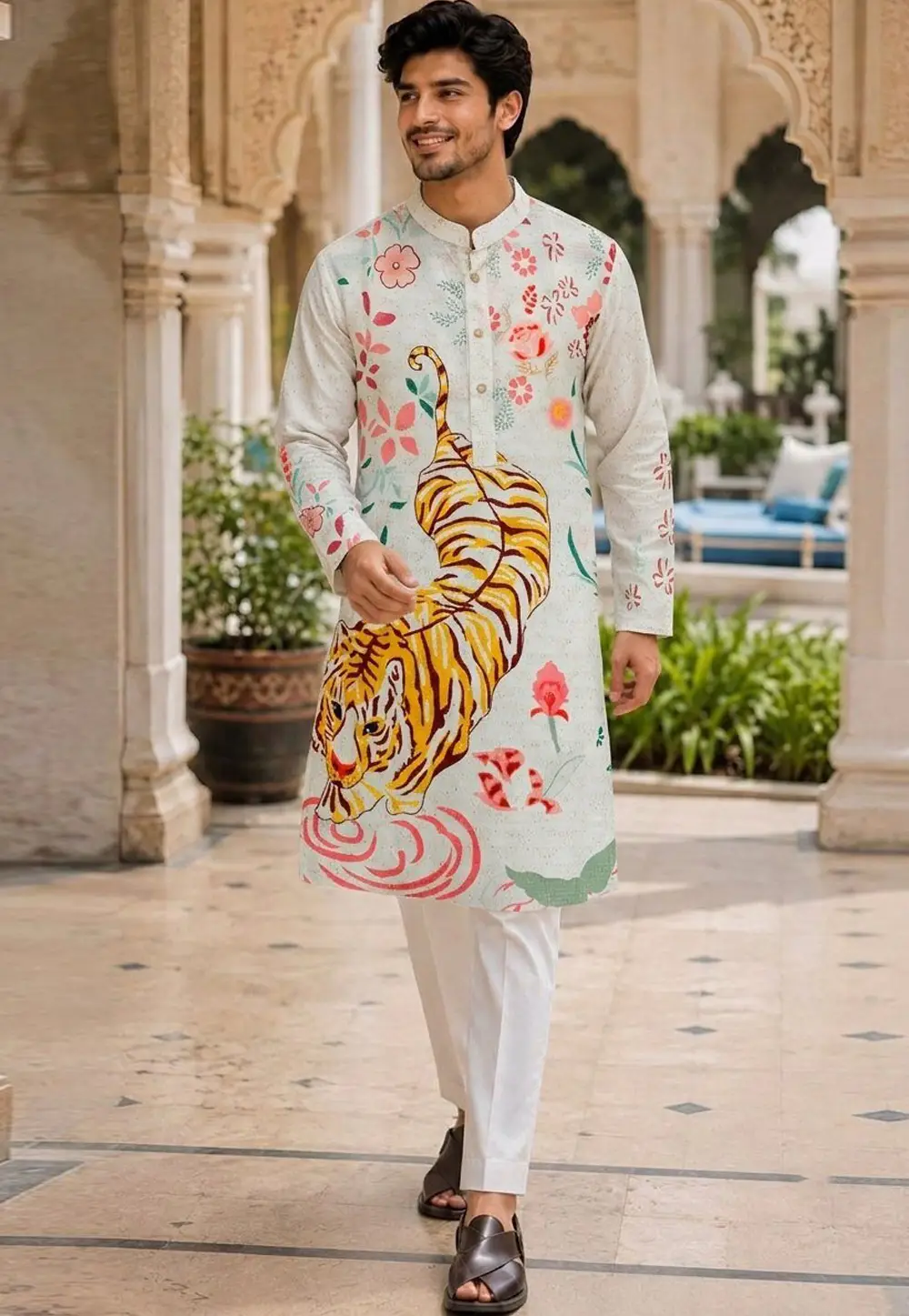 White Cotton Kurta Pajama 332307