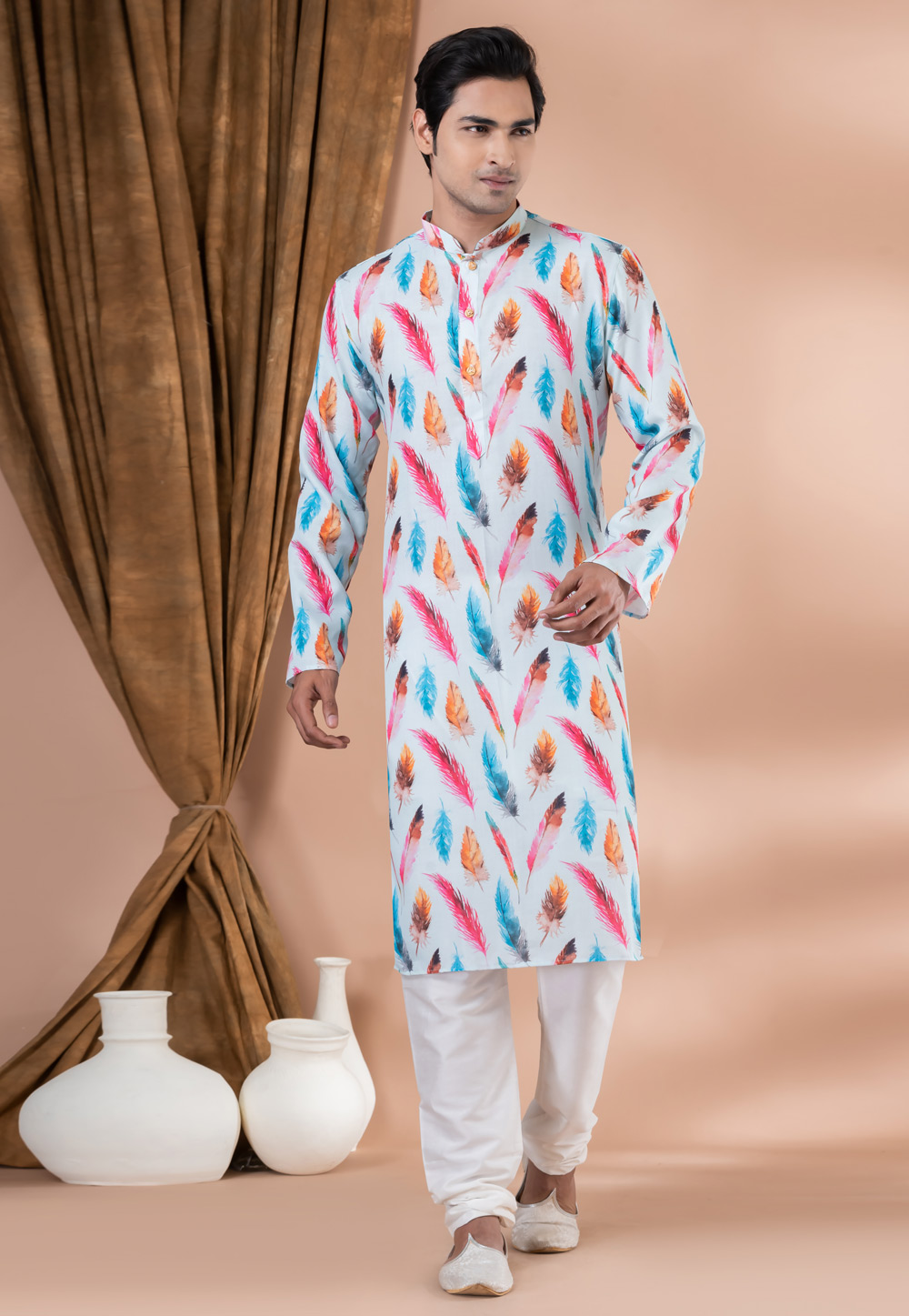 White Cotton Kurta Pajama 282566