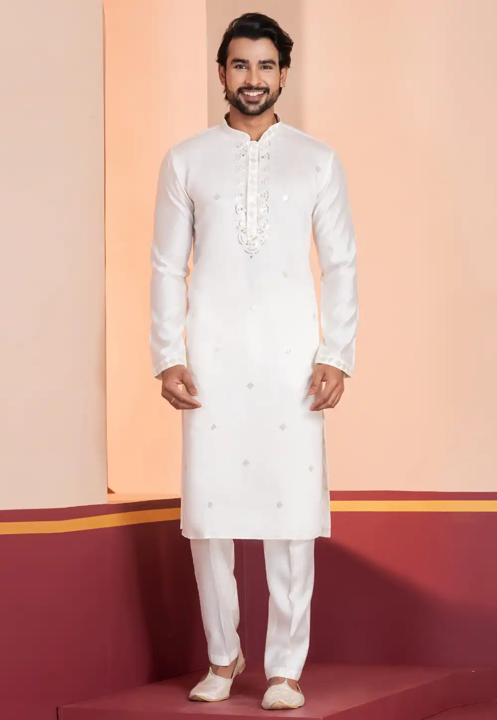 White Cotton Kurta Pajama 314628