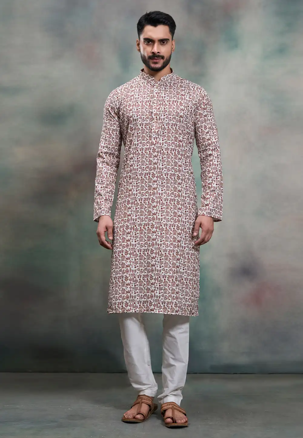 White Cotton Kurta Pajama 322849