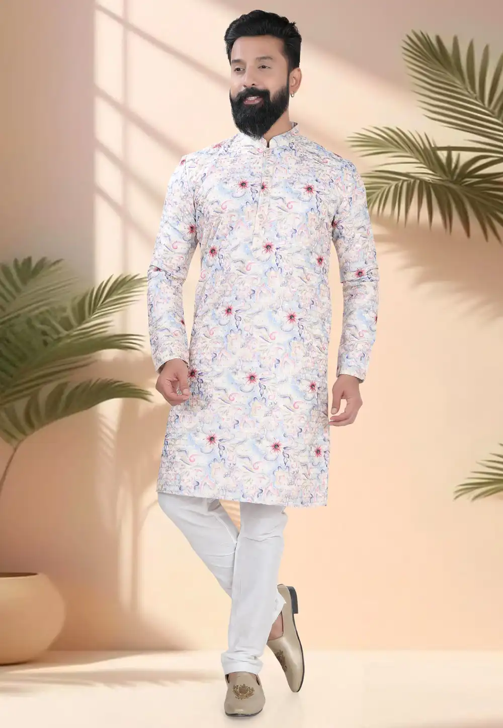White Cotton Kurta Pajama 316523