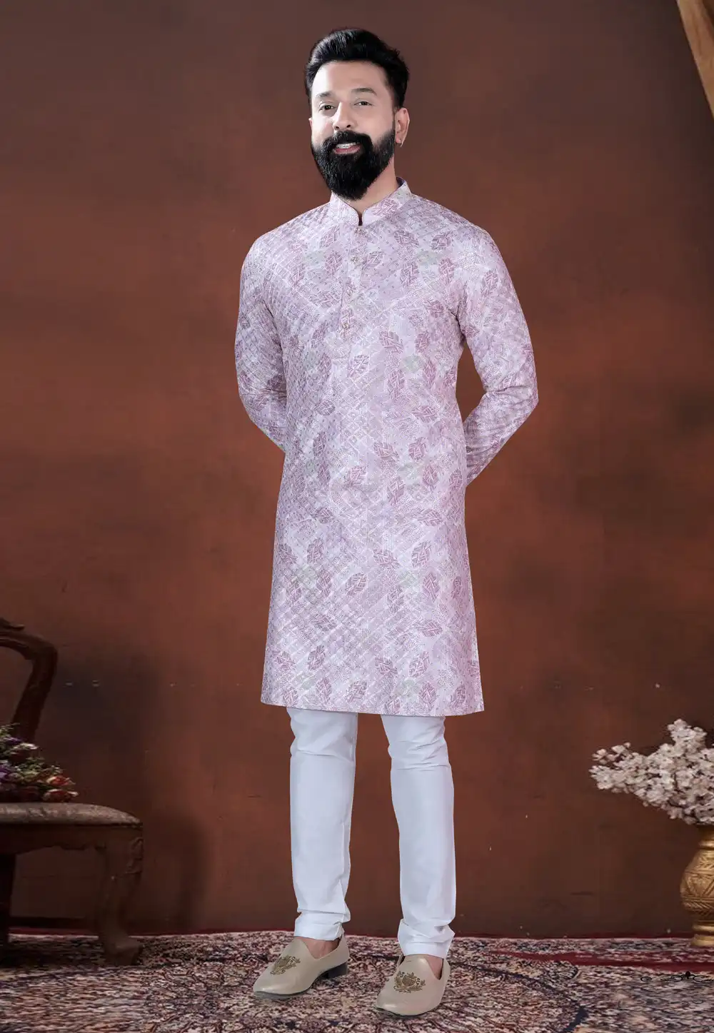 White Cotton Kurta Pajama 318562