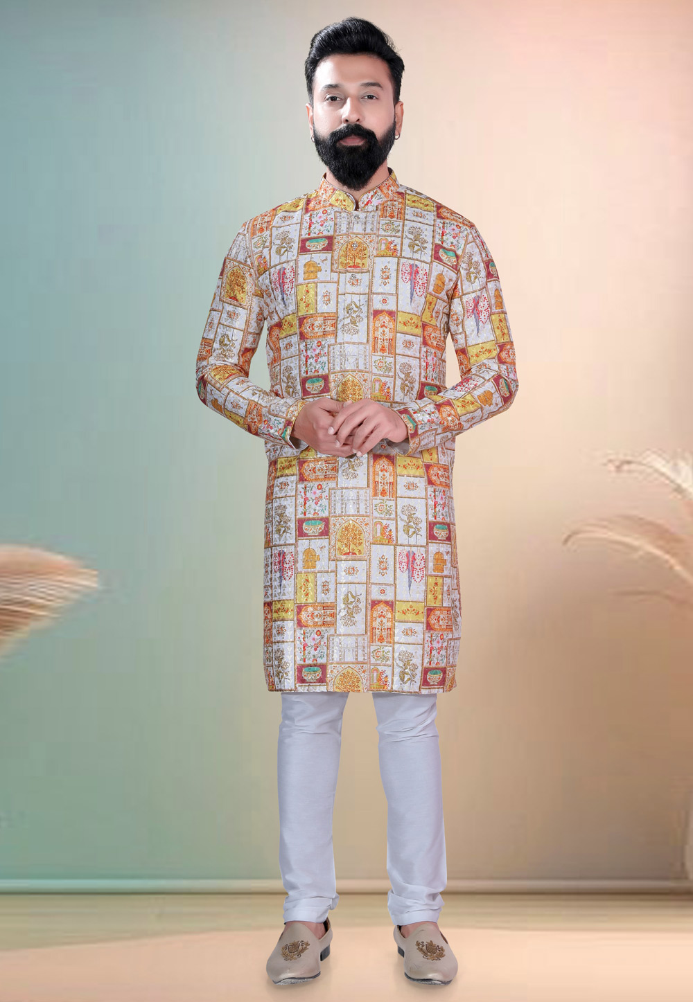 White Cotton Kurta Pajama 318608