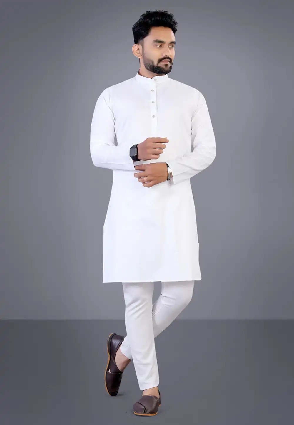 White Cotton Kurta Pajama 312788