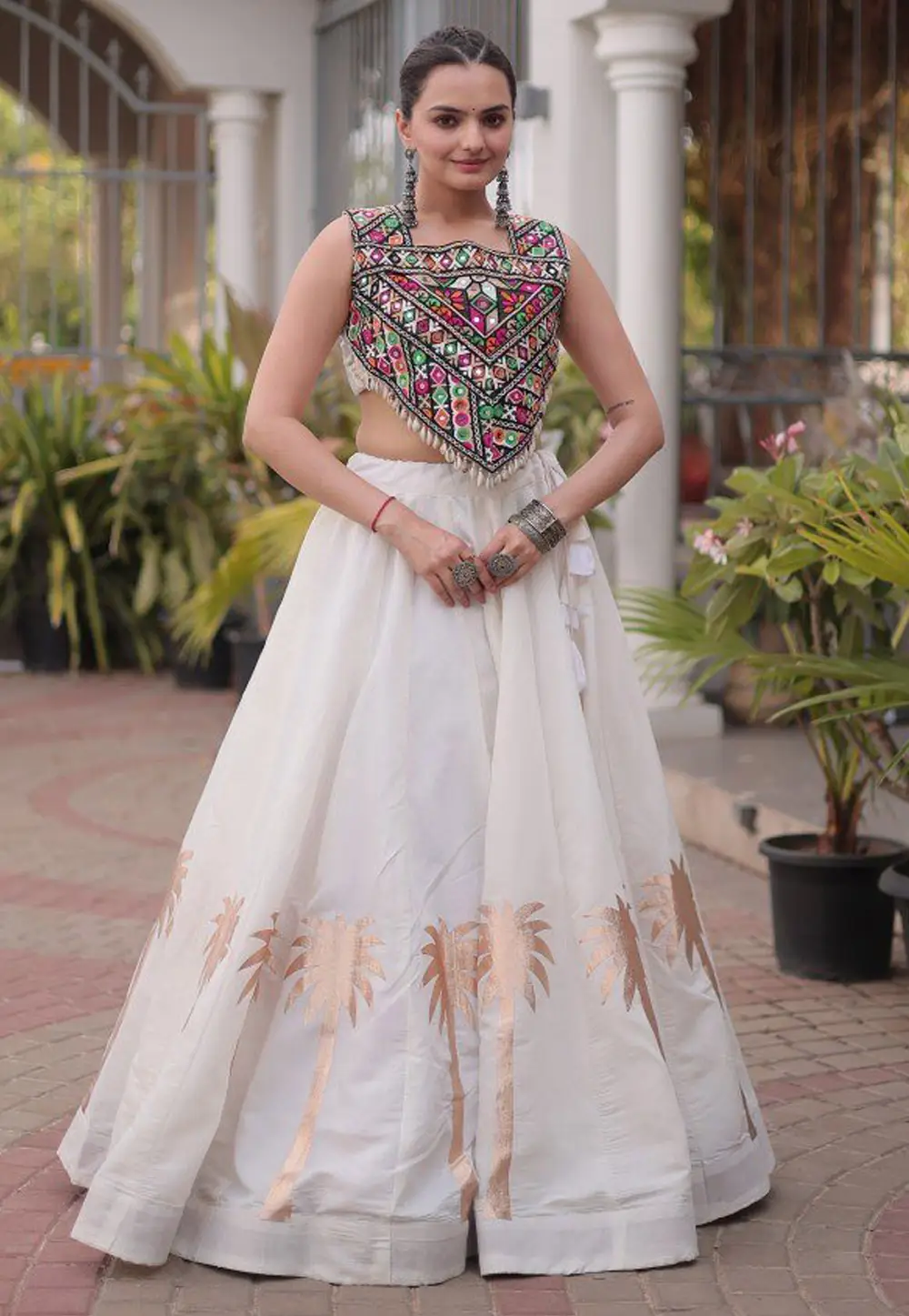 White Cotton Navratri Chaniya Choli 332800