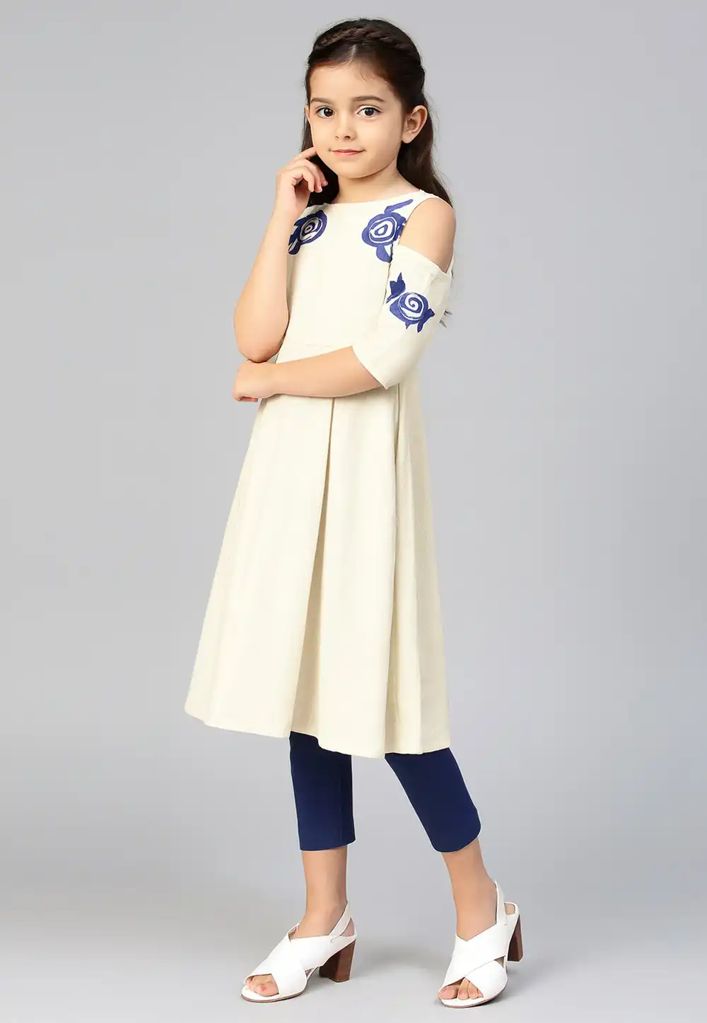 White Cotton Rayon Kids Pant Style Suit 320598