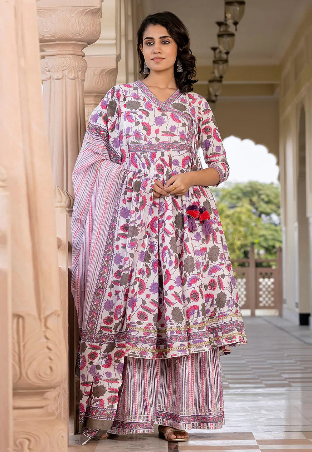 White Cotton Readymade Pakistani Suit 308063