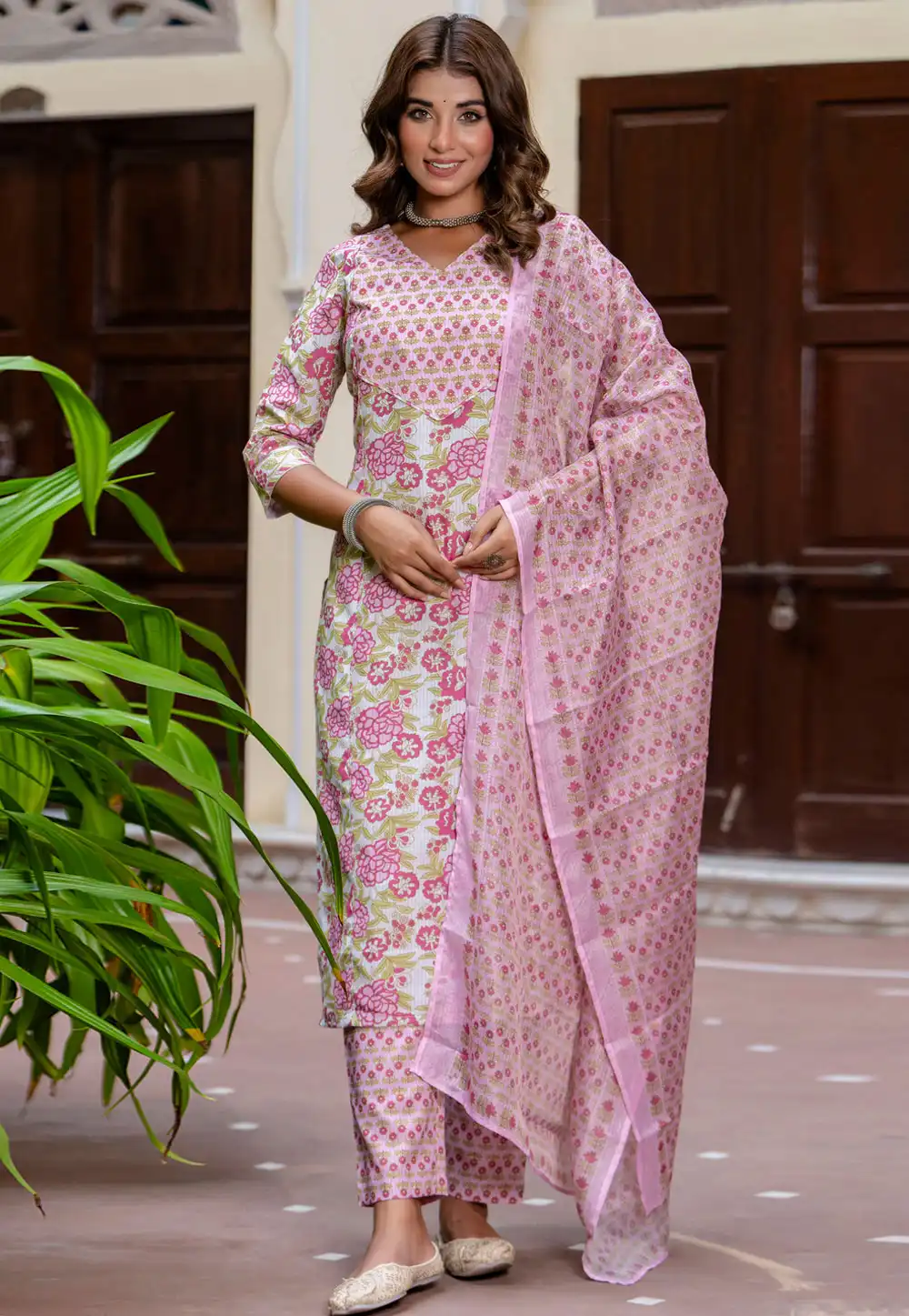 White Cotton Readymade Pakistani Suit 326240