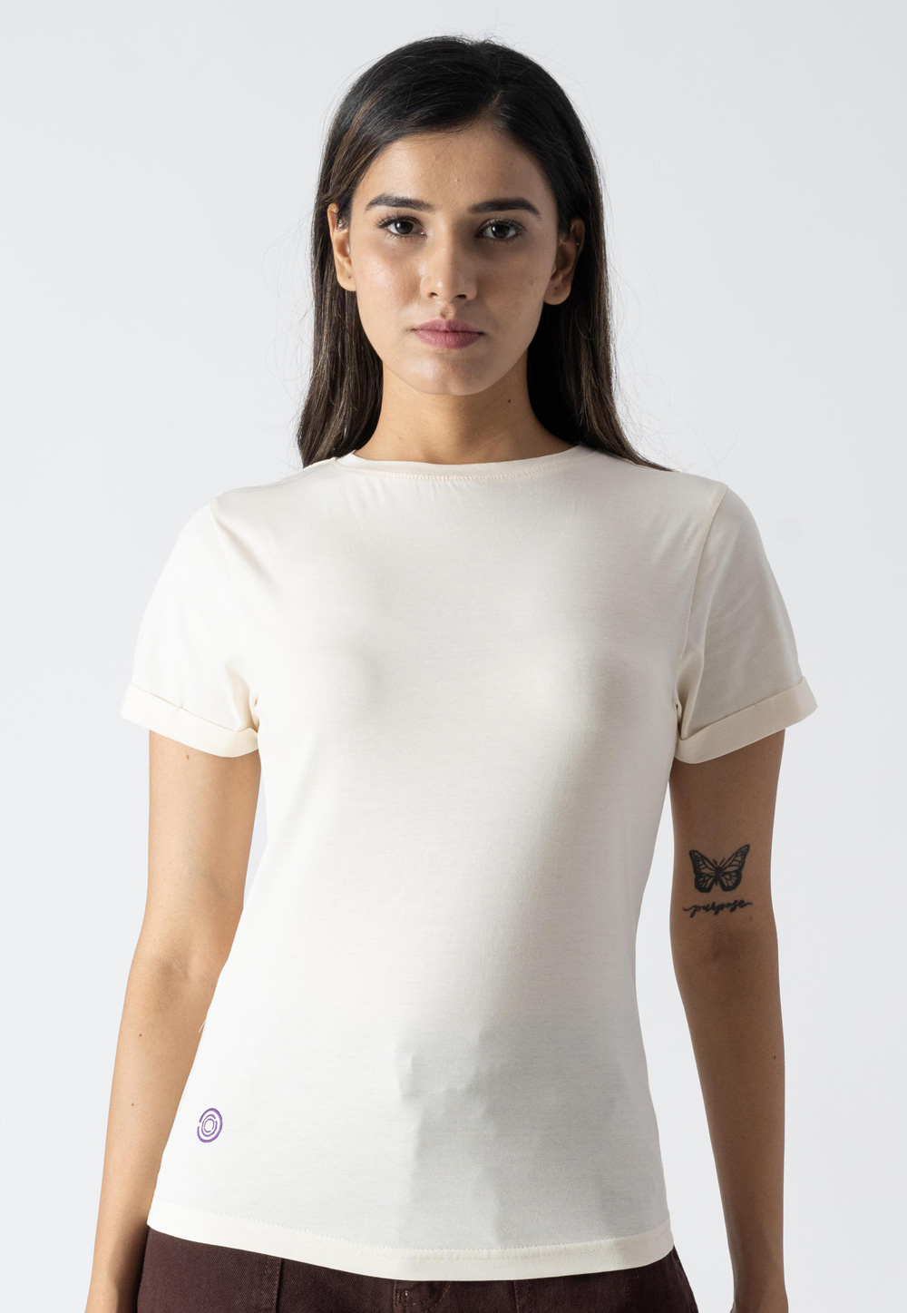 White Cotton Round Neck T-Shirt 313287