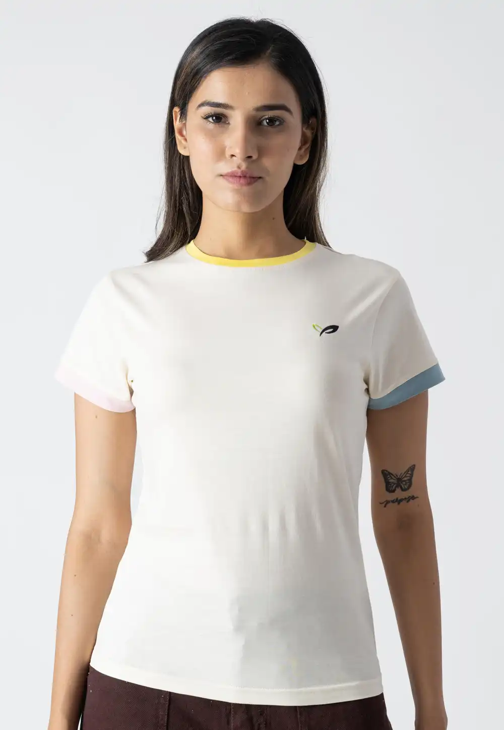 White Cotton Round Neck T-Shirt 313294