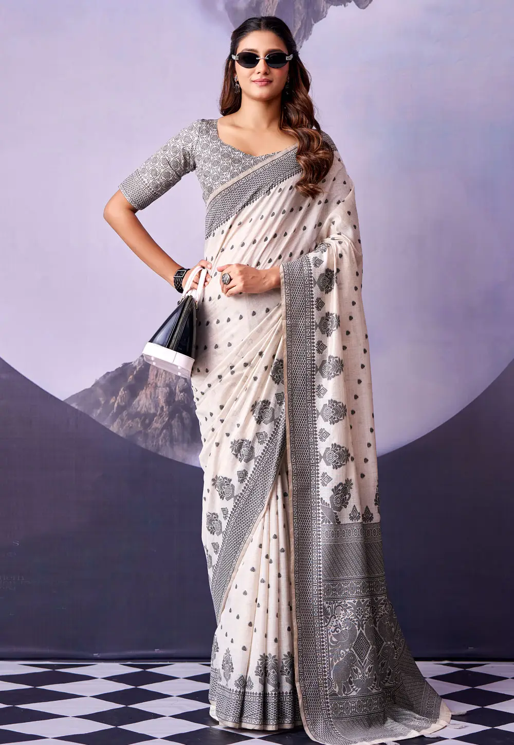 White Cotton Saree With Blouse 332883