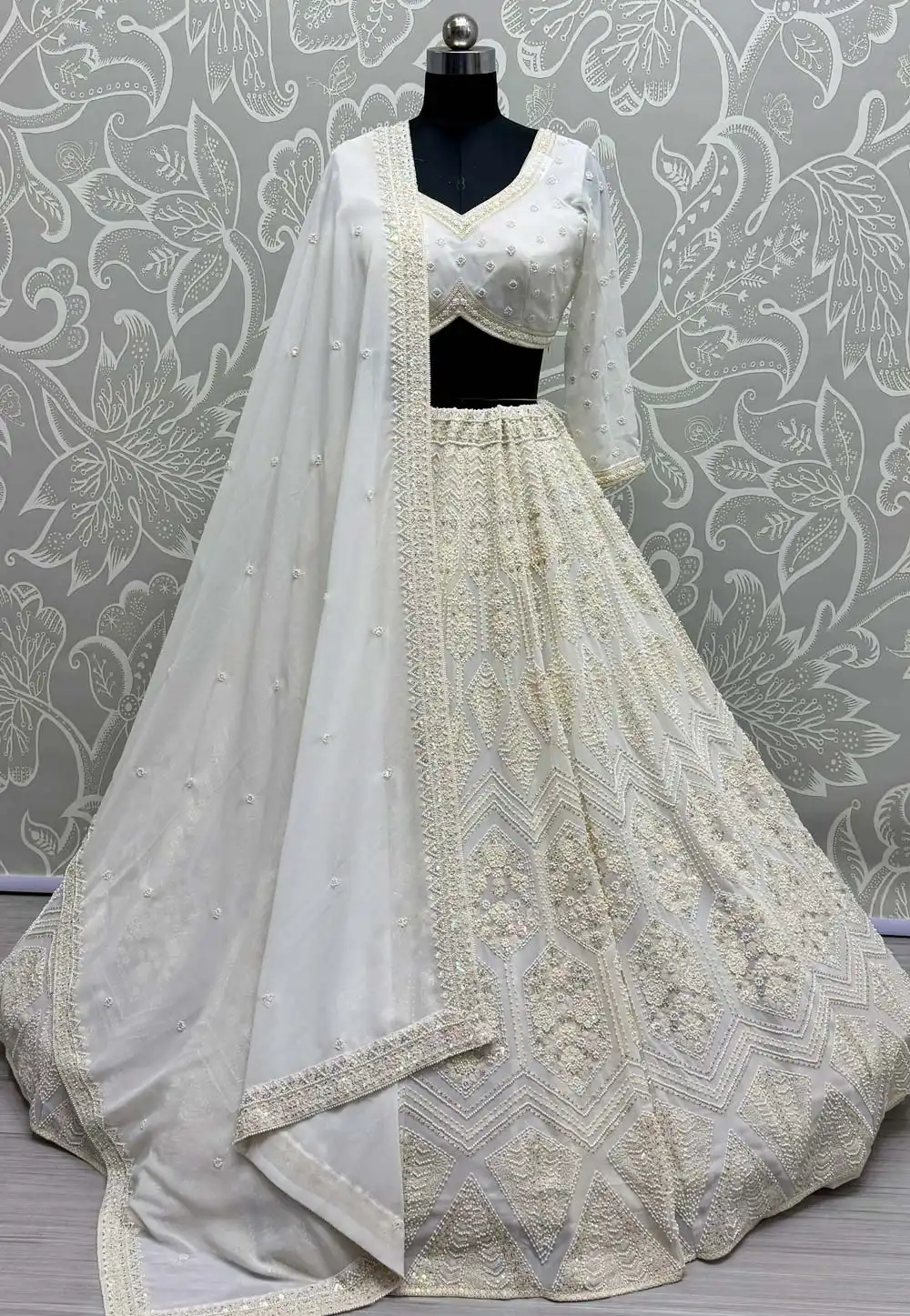 White Georgette Wedding Lehenga Choli 310334
