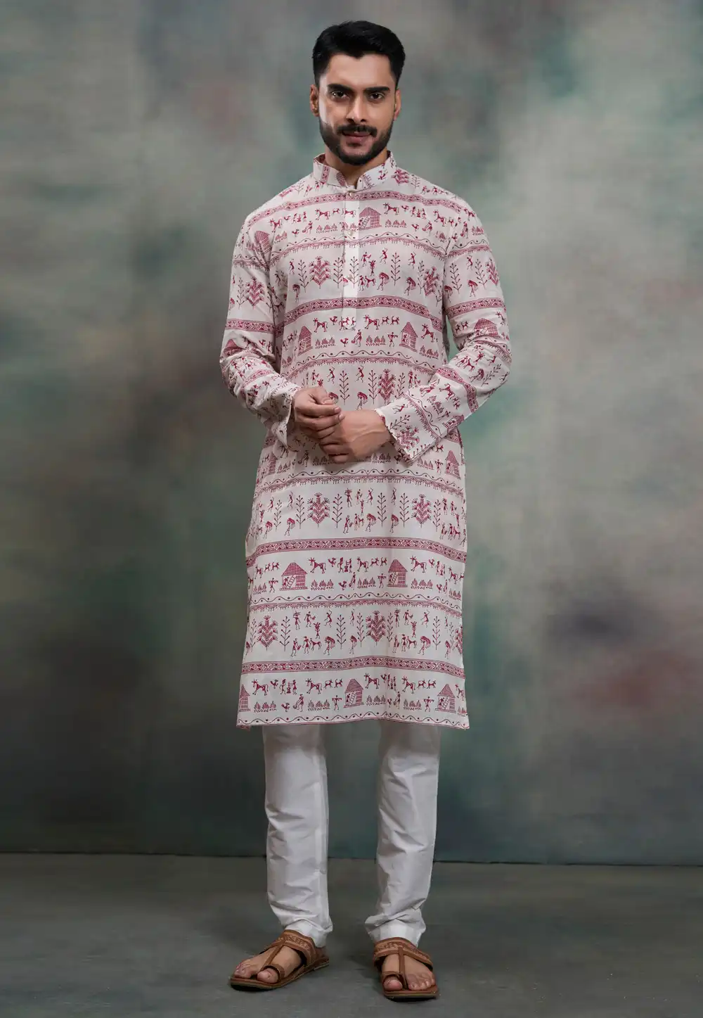 White Khadi Kurta Pajama 322845