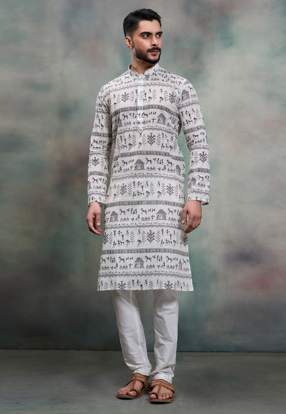 White Khadi Kurta Pajama 322850