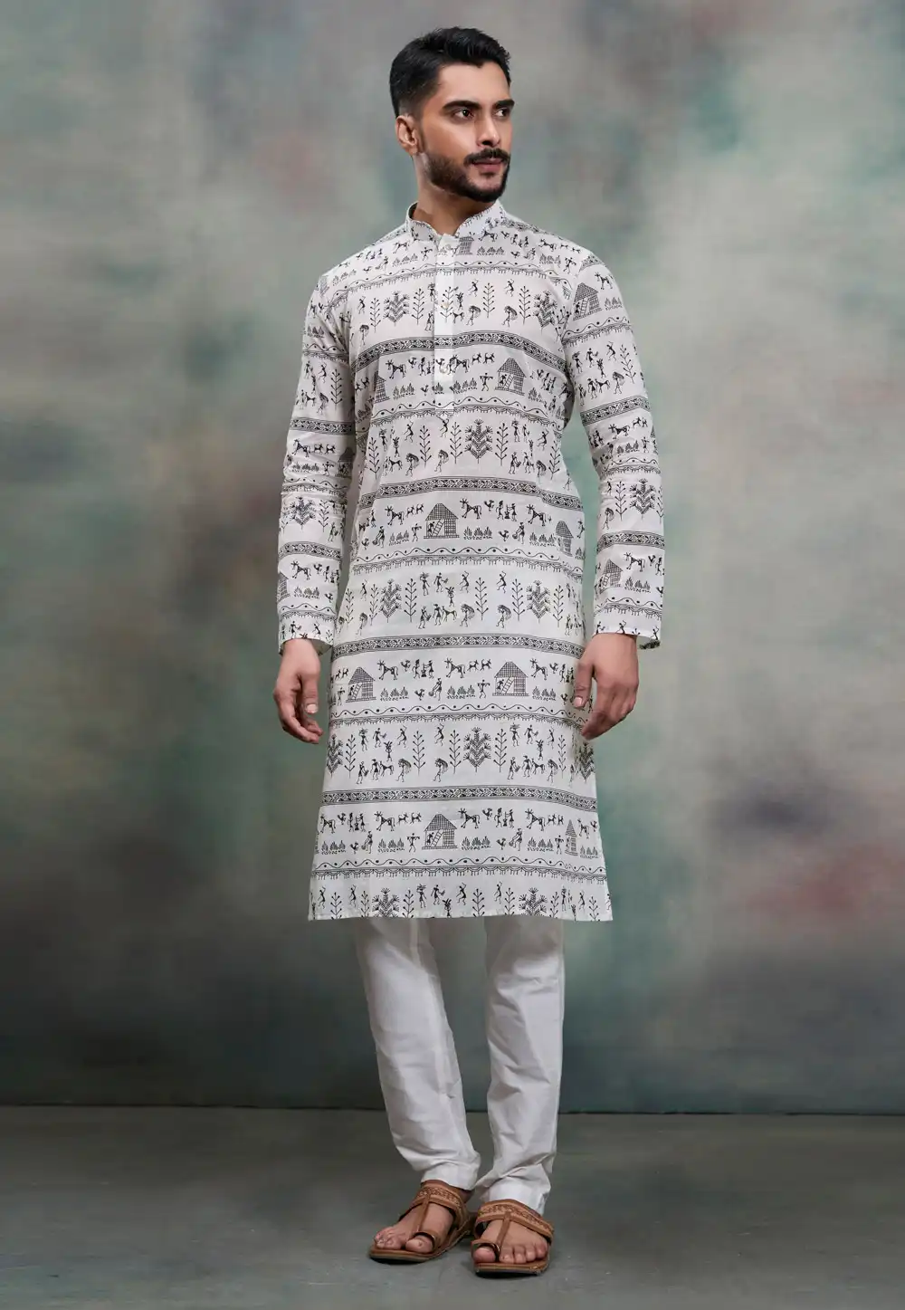 White Khadi Kurta Pajama 322850