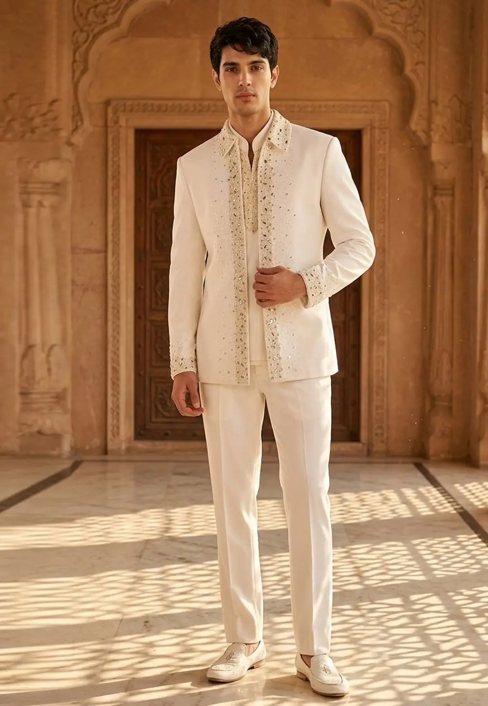 White Lachka Jodhpuri Suit 335898