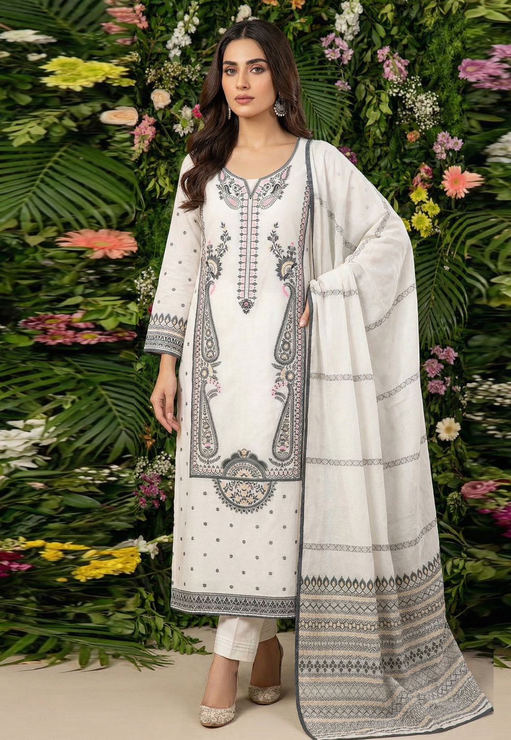 White Muslin Pant Style Suit 321554