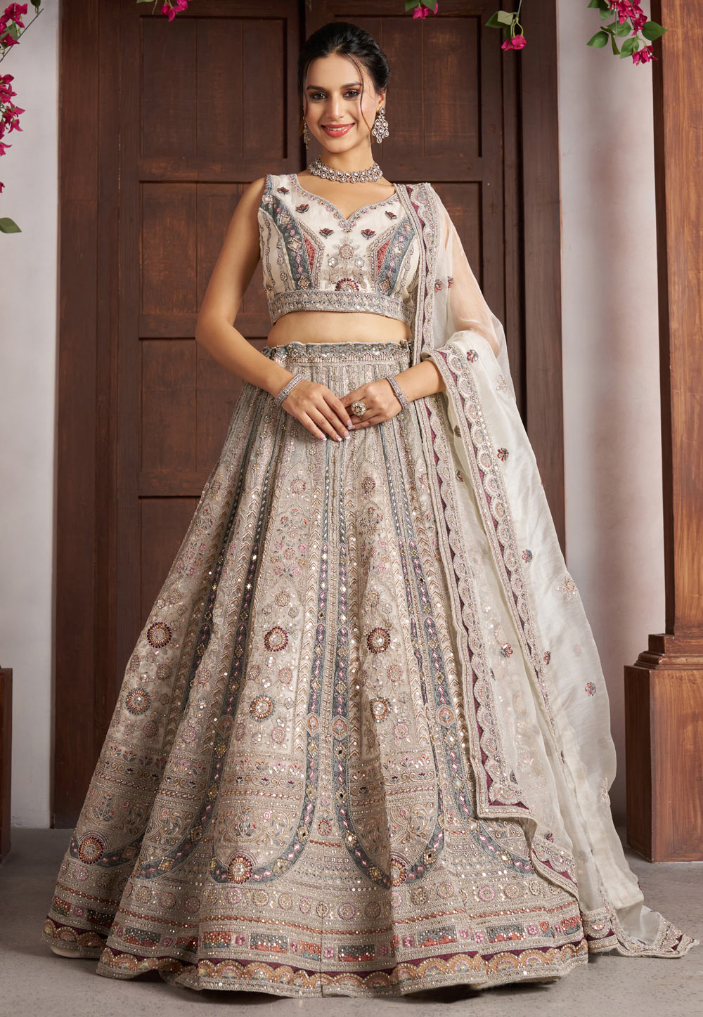 White Net Lehenga Choli For Wedding 329376