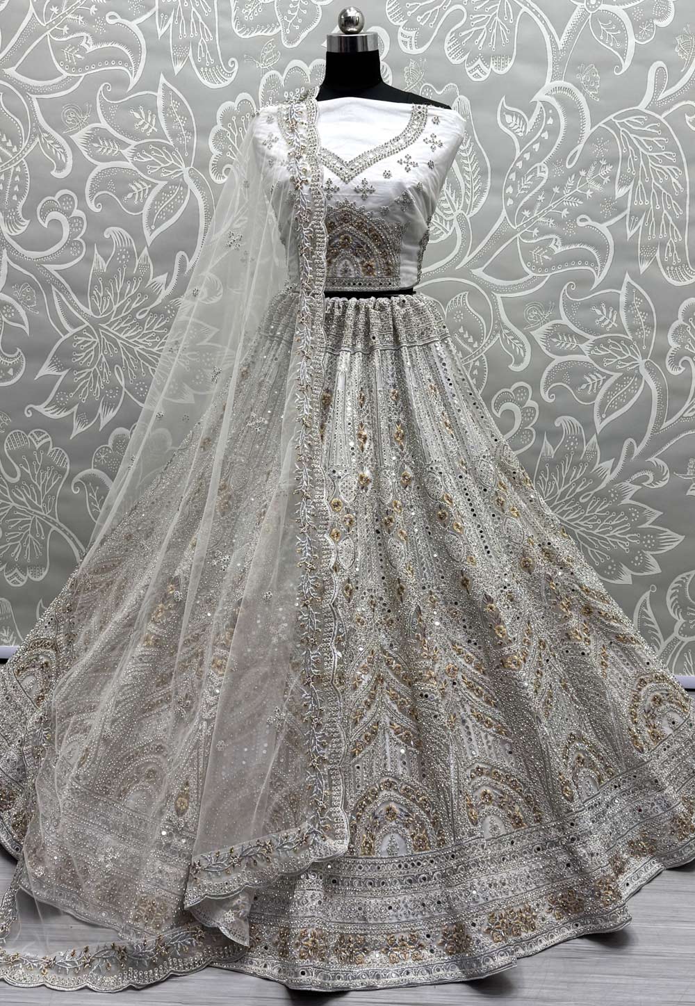 White Net Wedding Lehenga Choli 307469