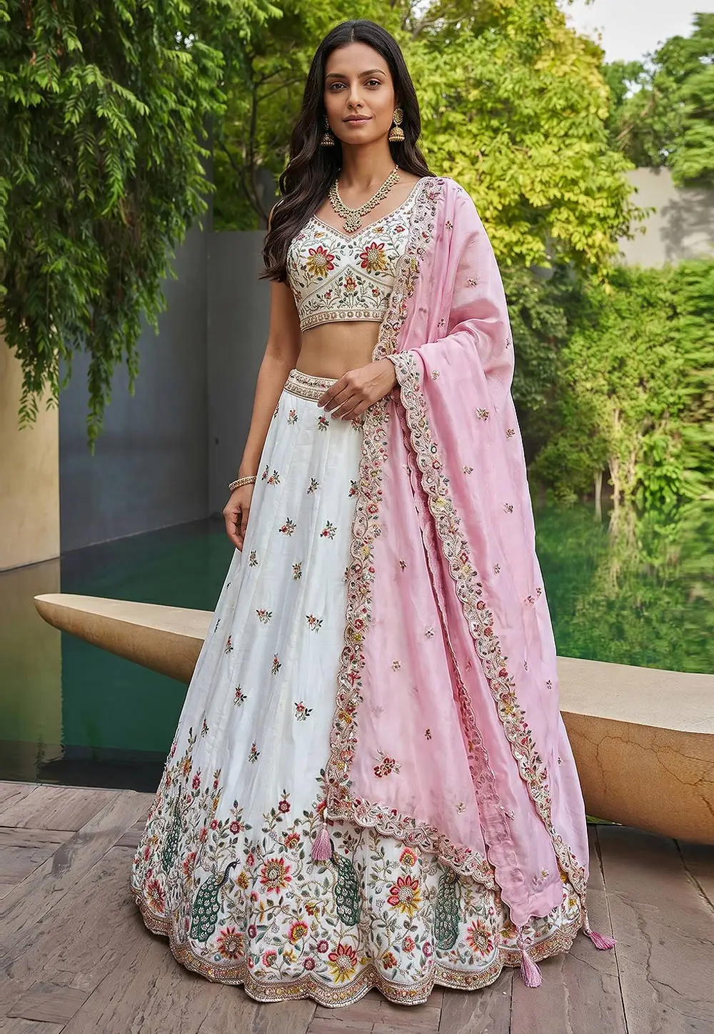 White Organza Lehenga Choli 332972