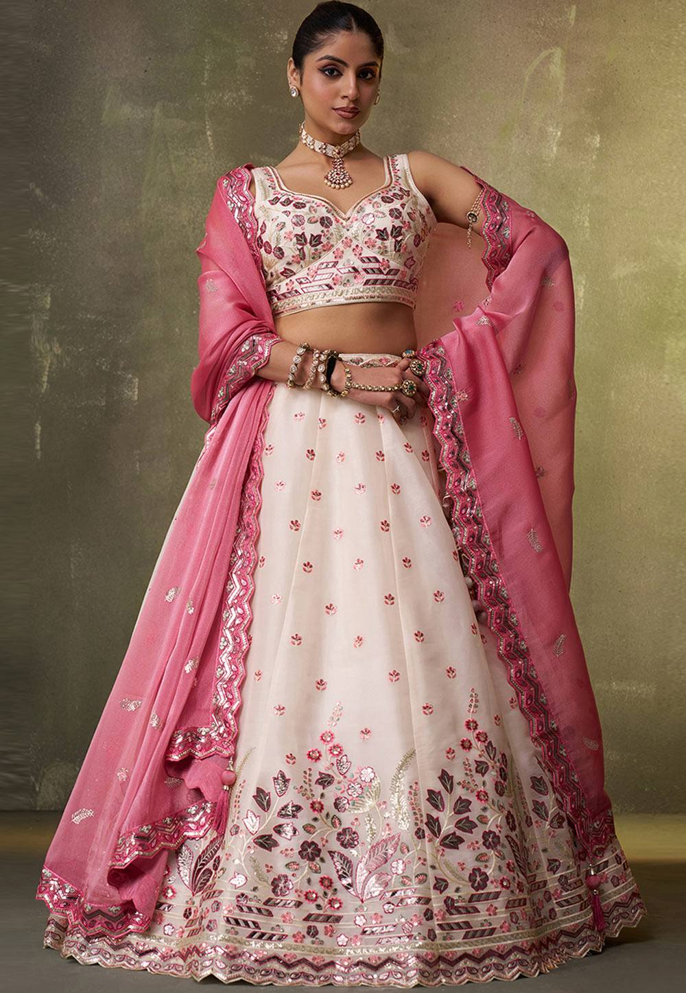 White Organza Lehenga Choli For Wedding 320990