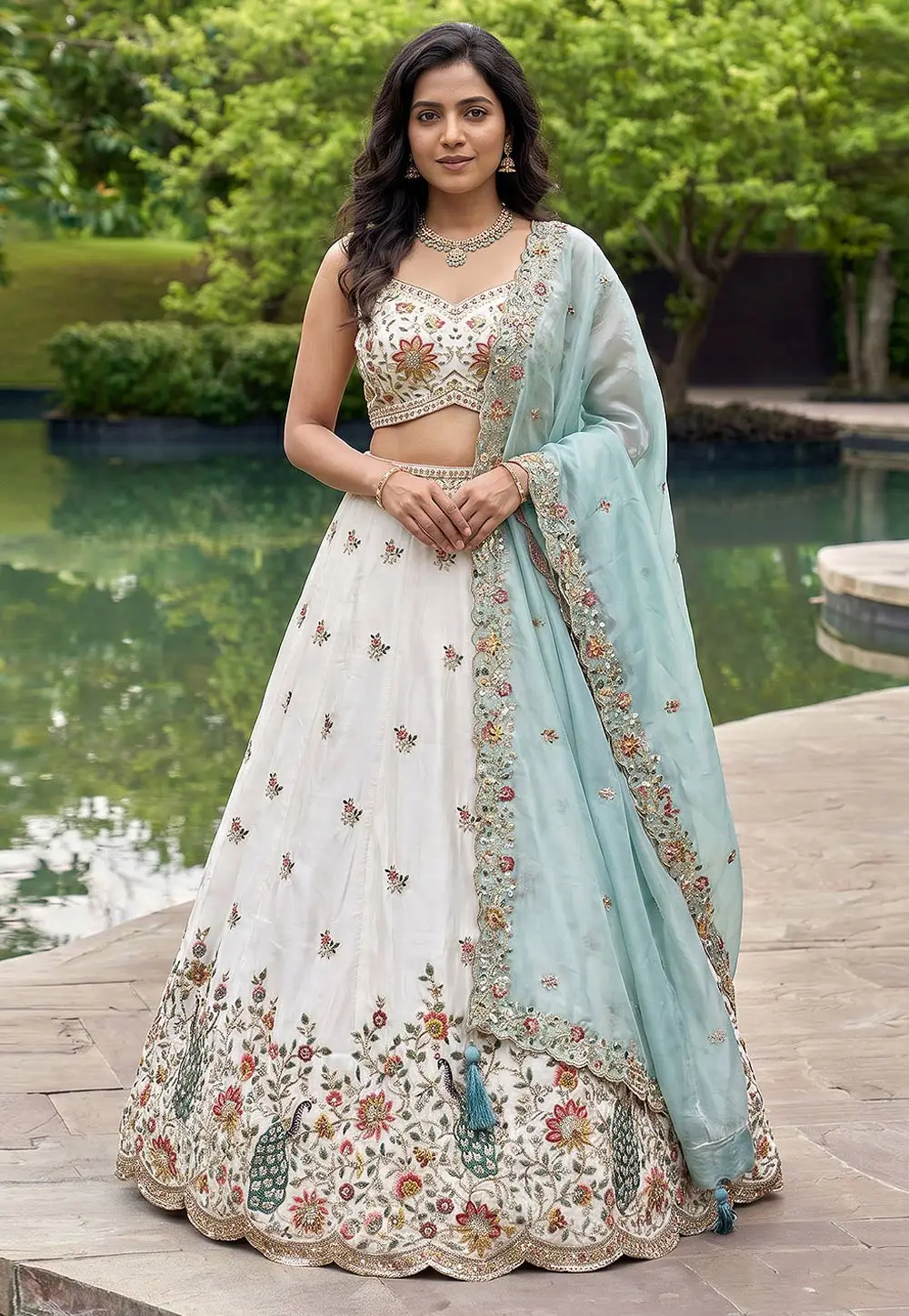 White Organza Lehenga Choli For Wedding 332973
