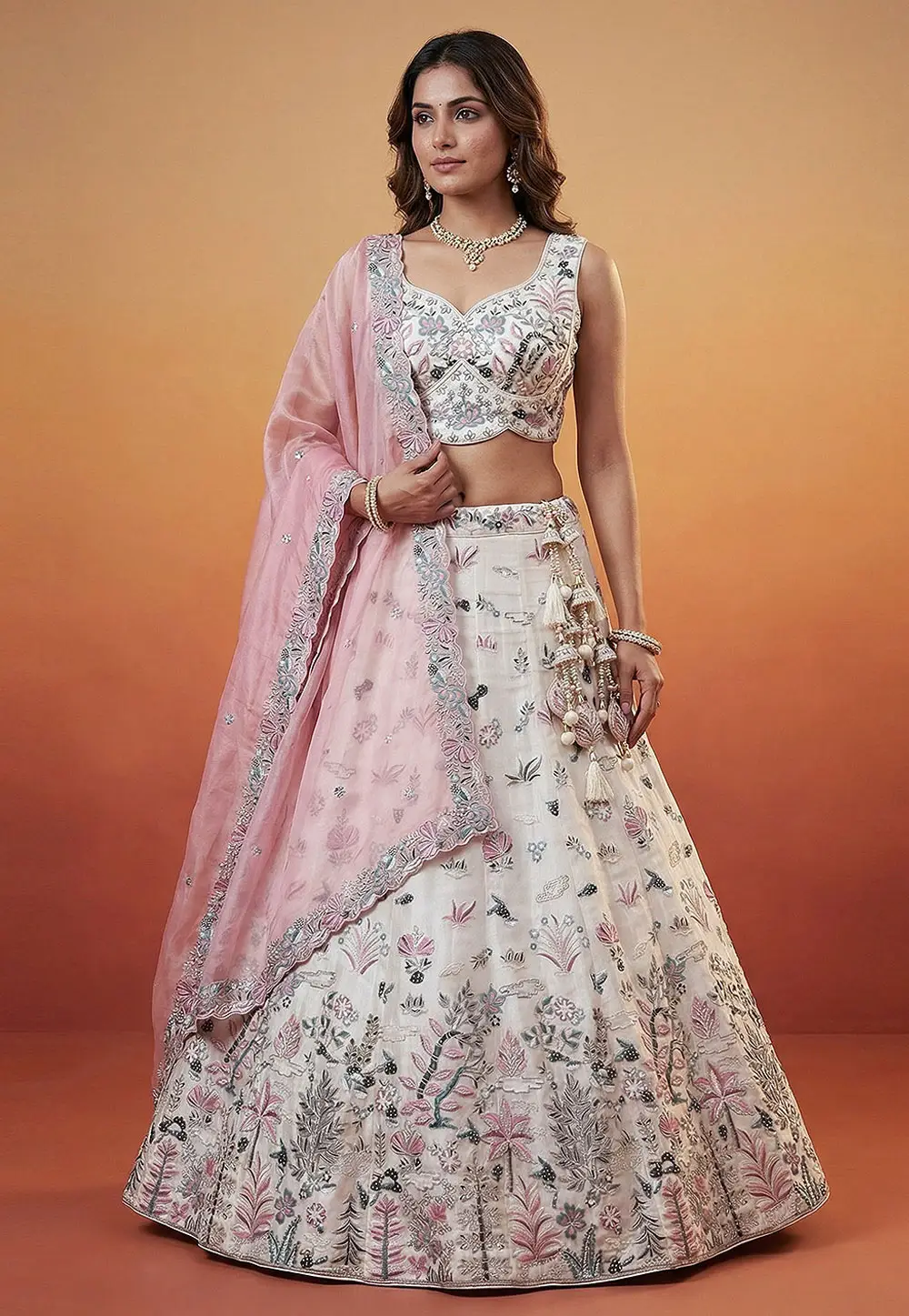 White Organza Wedding Lehenga Choli 332967