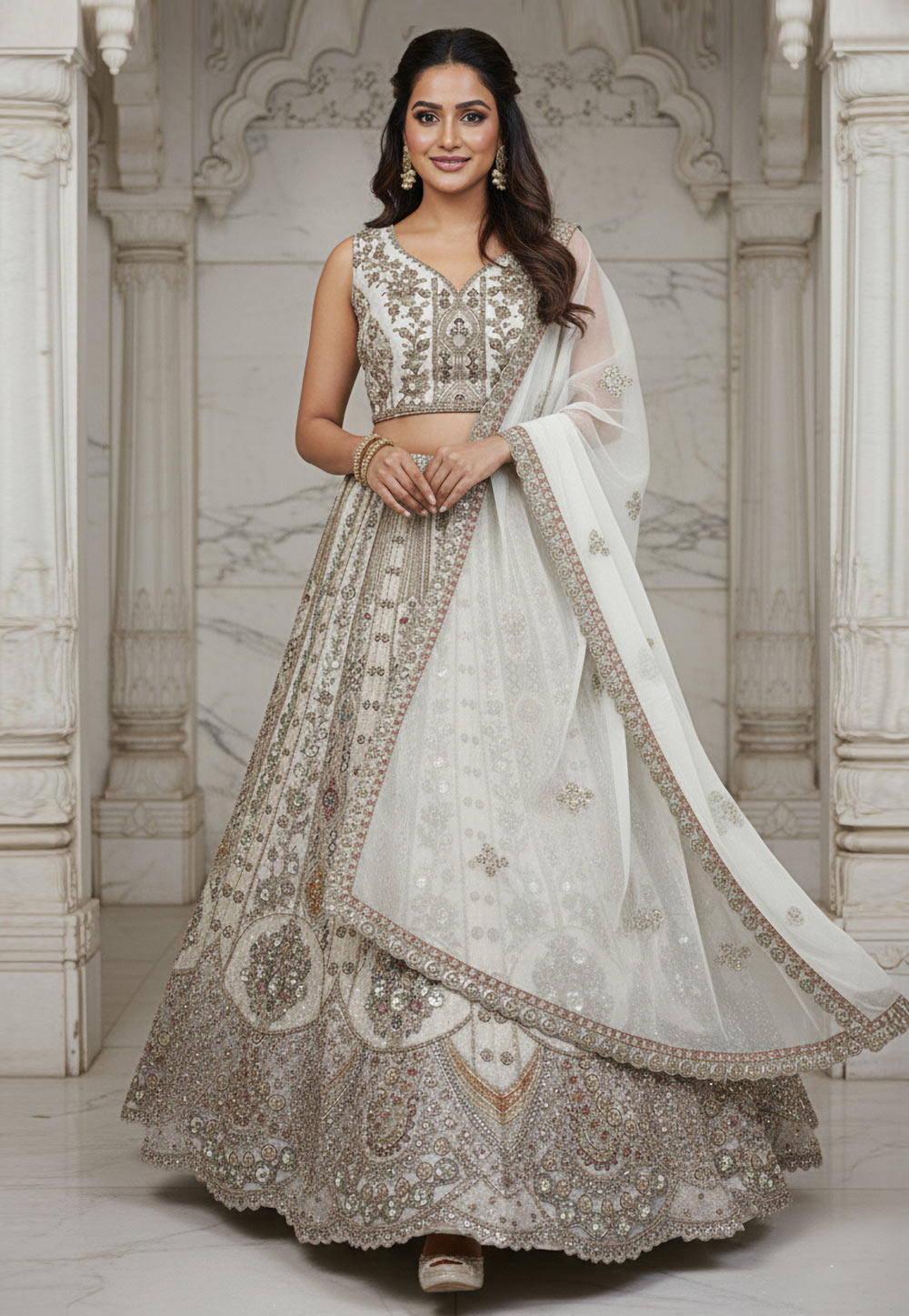 White Organza Wedding Lehenga Choli 320225