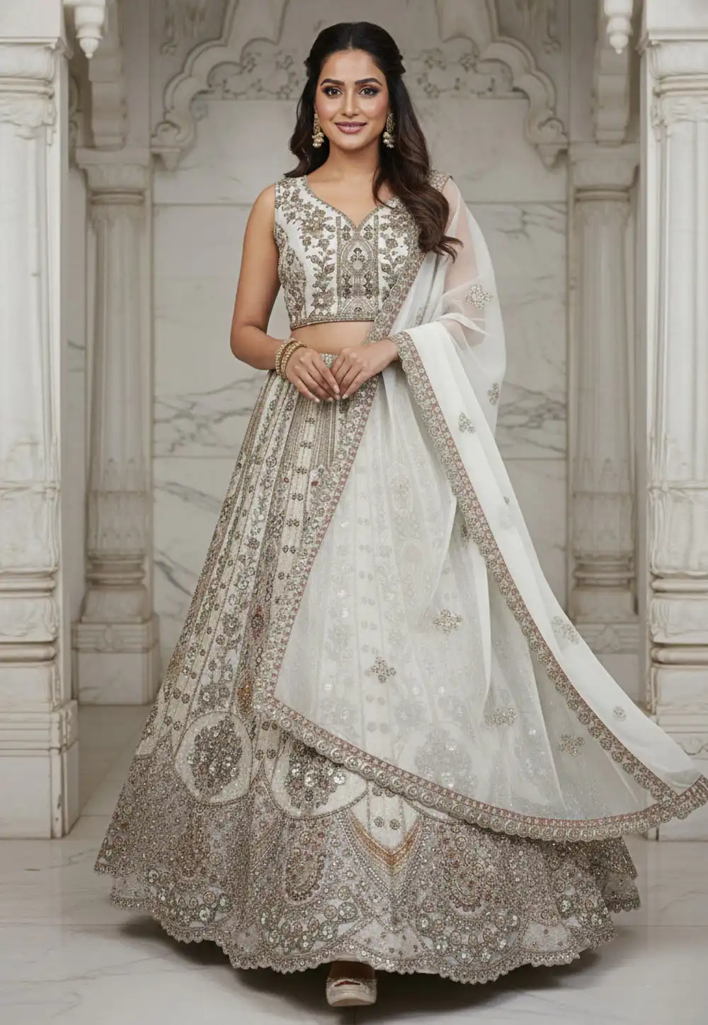 White Organza Wedding Lehenga Choli 320225