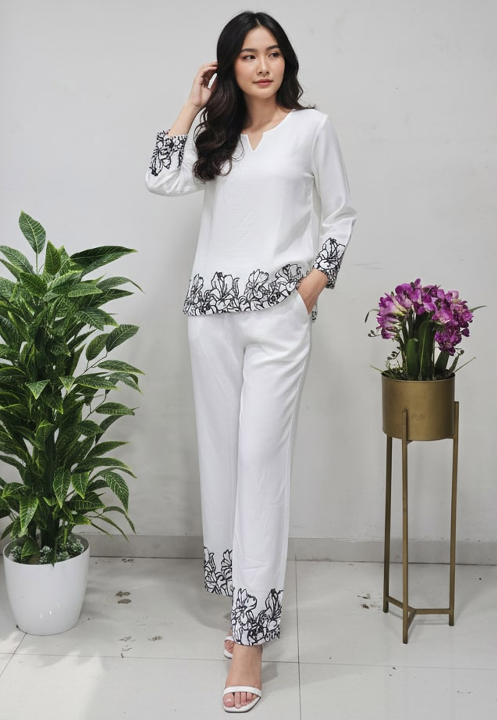 White Polyester Co-Ords Set 321741