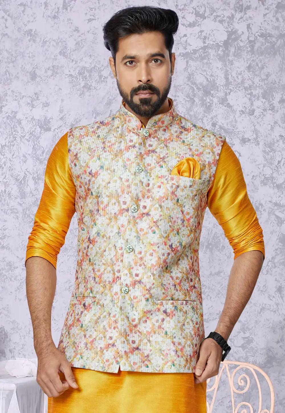 White Polyester Nehru Jacket 286806