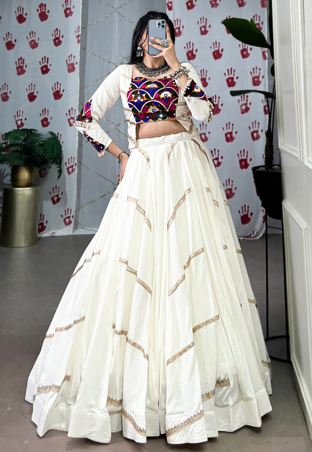 White Rayon Navratri Chaniya Choli 312570