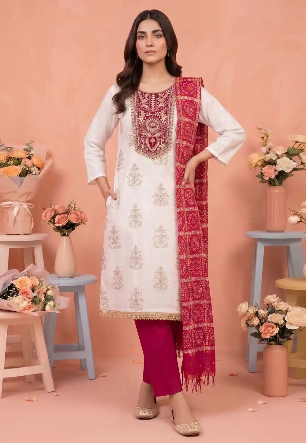 White Rayon Pakistani Suit 329583