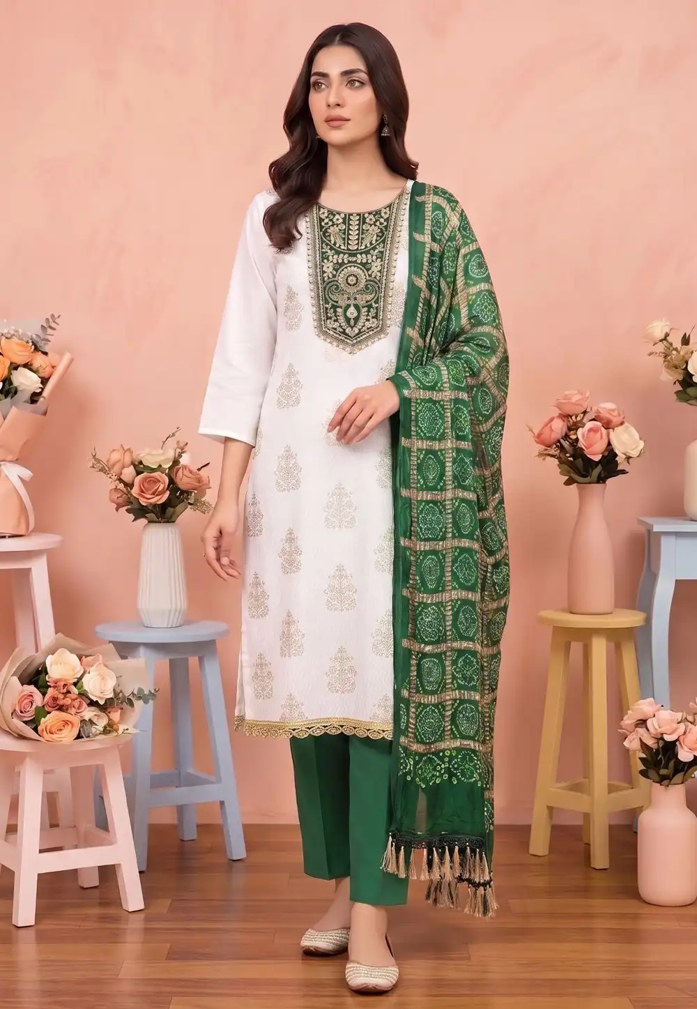 White Rayon Pant Style Suit 329582